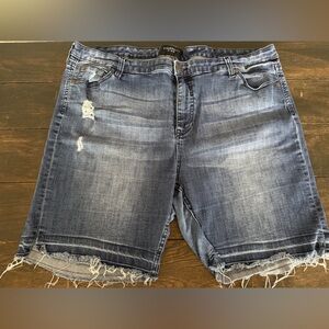 Celebrity Pink Distressed Blue Denim Bermuda Shorts